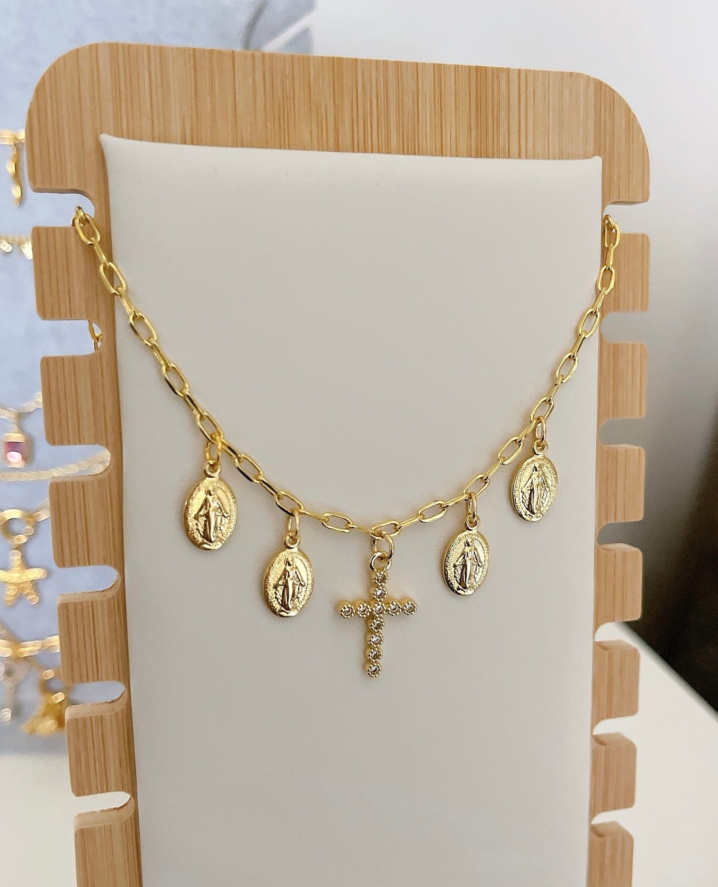 Cross & Virgin Necklace