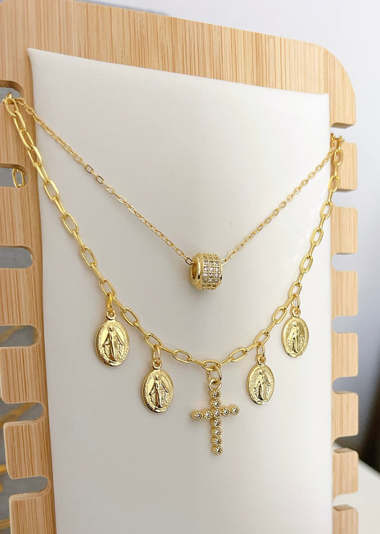 Cross & Virgin Necklace