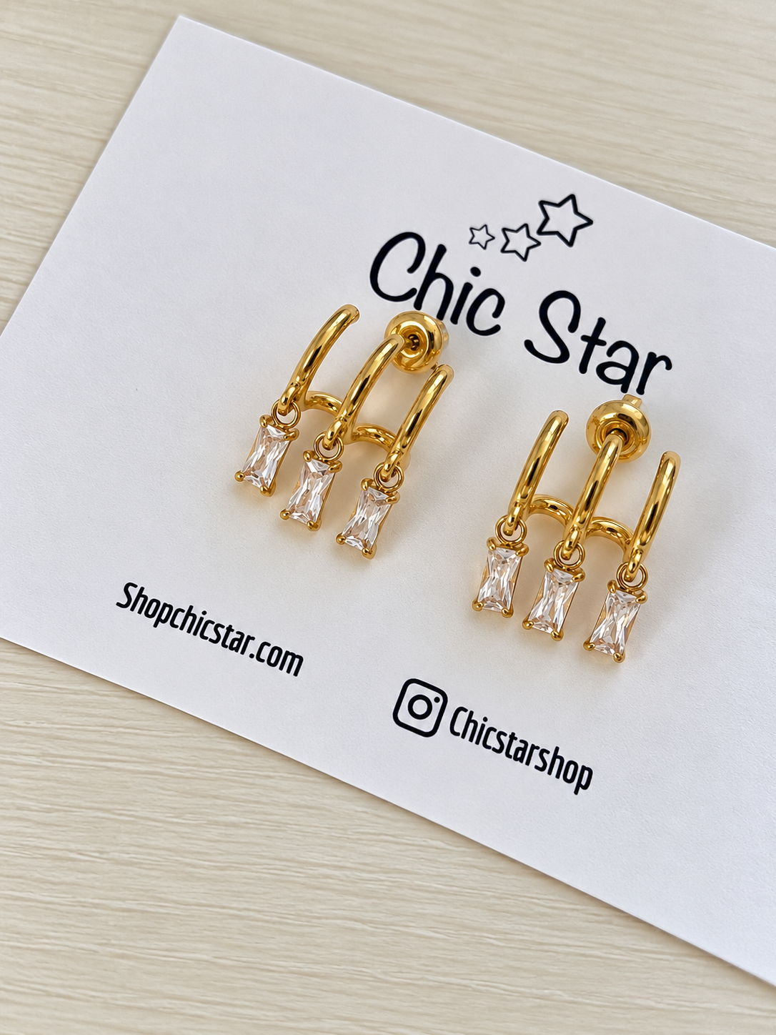 Triple Crystal Drop Earrings