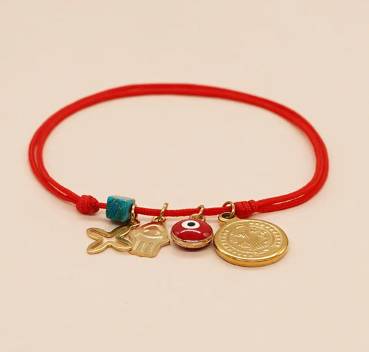 Red Rope Charms Bracelet