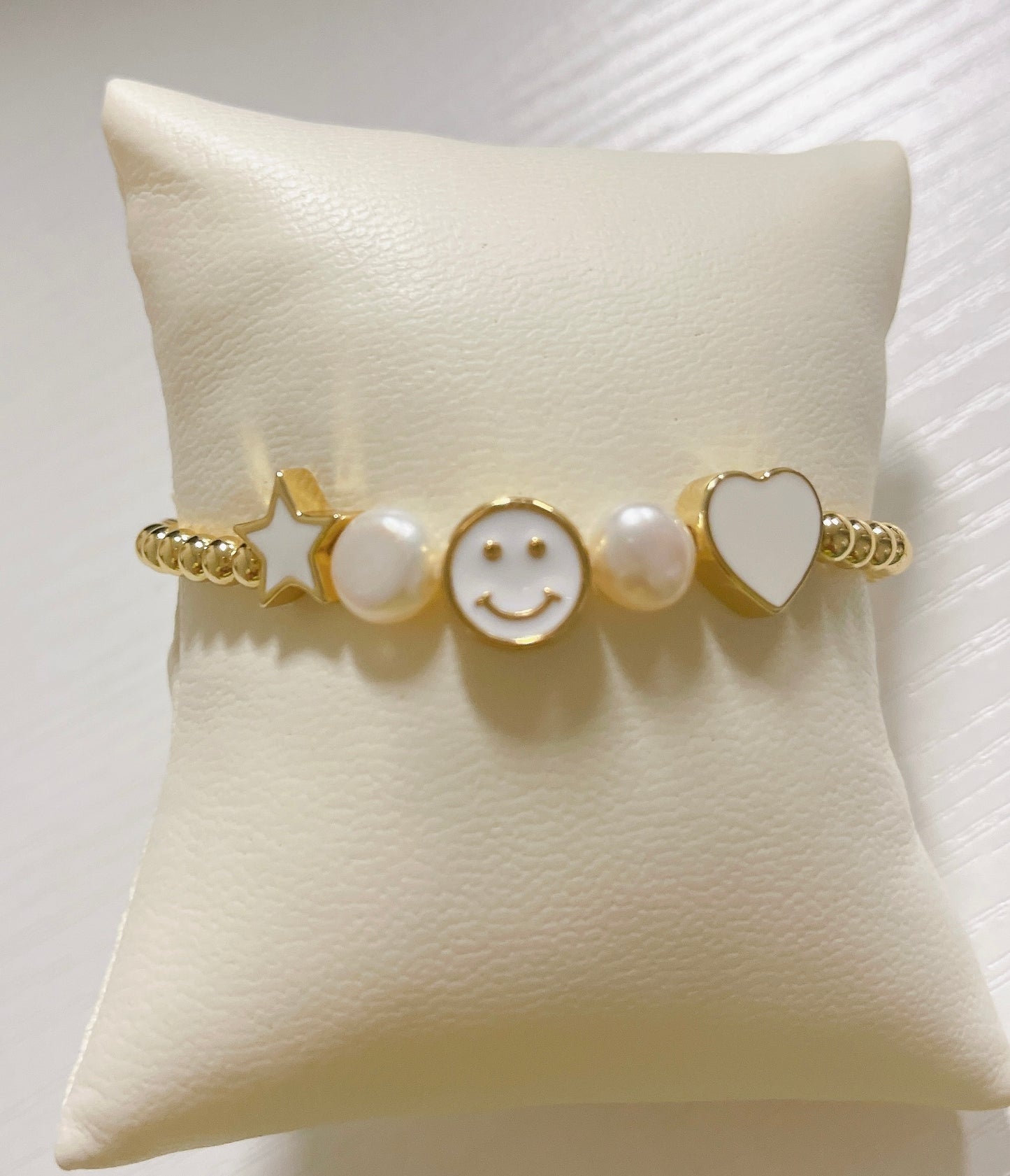 Star Heart and Smile Pearl Bracelet